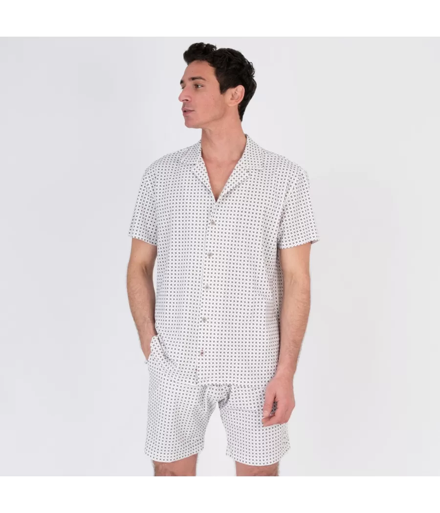 Chemise homme éponge manches courtes sixties kaki | Kiwi Saint Tropez