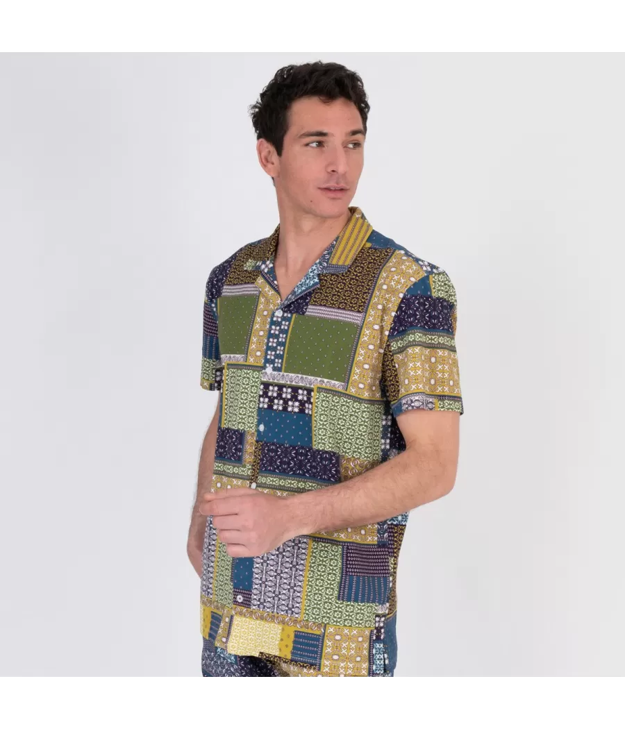 Chemise homme éponge manches courtes cérame multico | Kiwi Saint Tropez