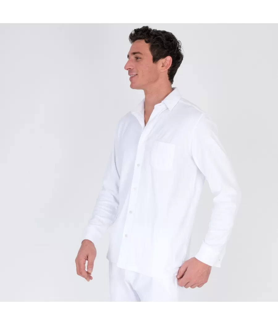 Chemise homme éponge Terry blanc | Kiwi Saint Tropez