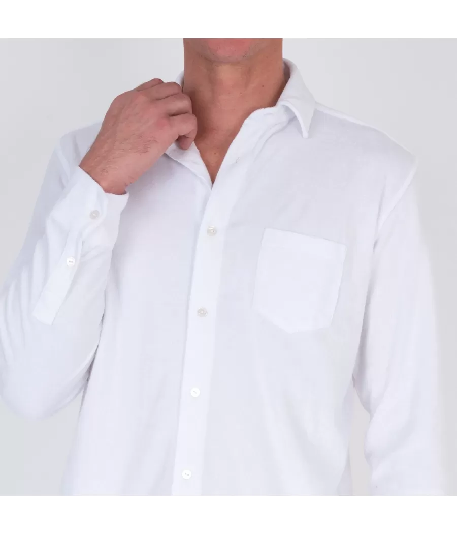 Chemise homme éponge Terry blanc | Kiwi Saint Tropez