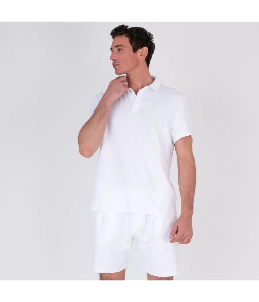 Polo homme éponge Terry blanc | Kiwi Saint Tropez