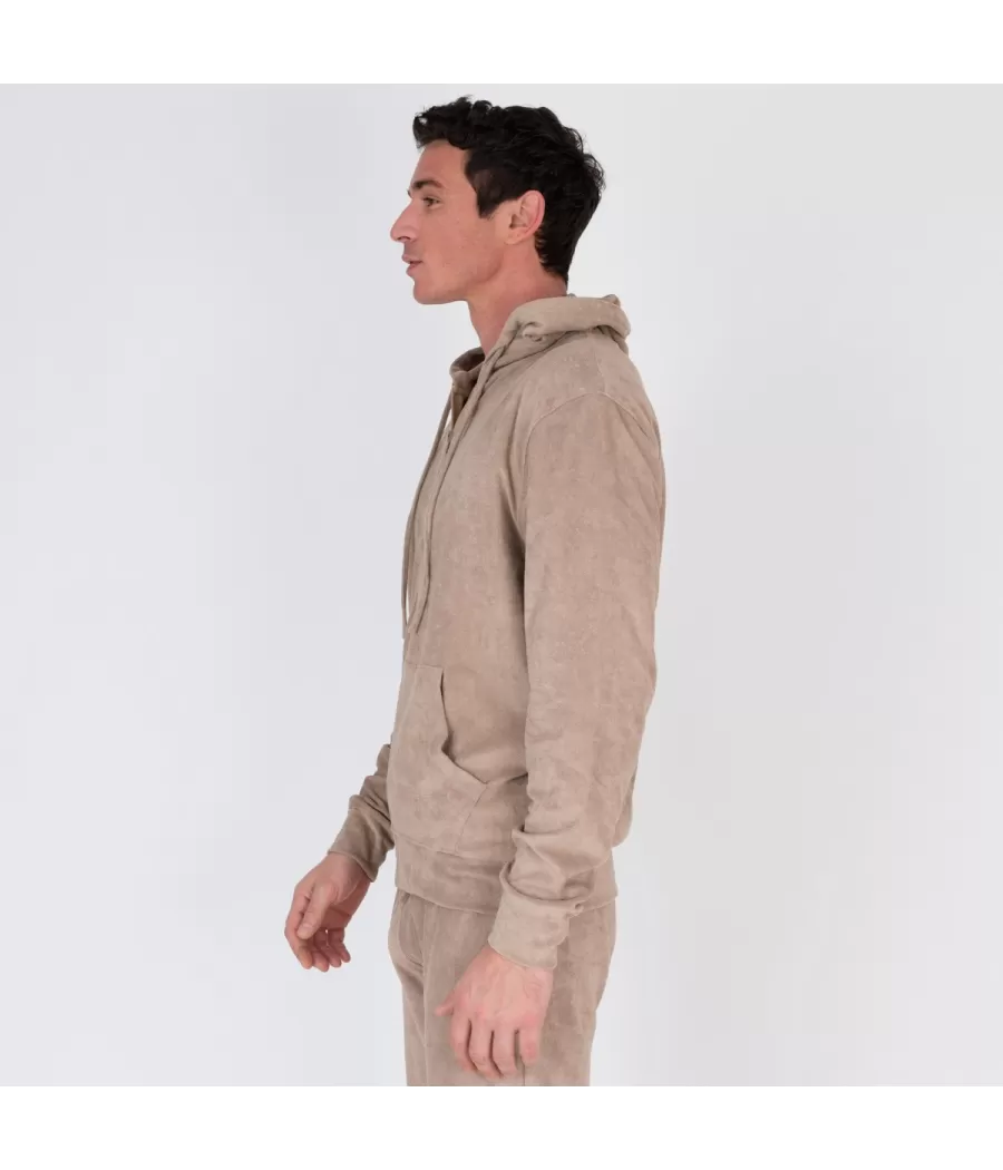 Veste homme zippée éponge Terry beige | Kiwi Saint Tropez