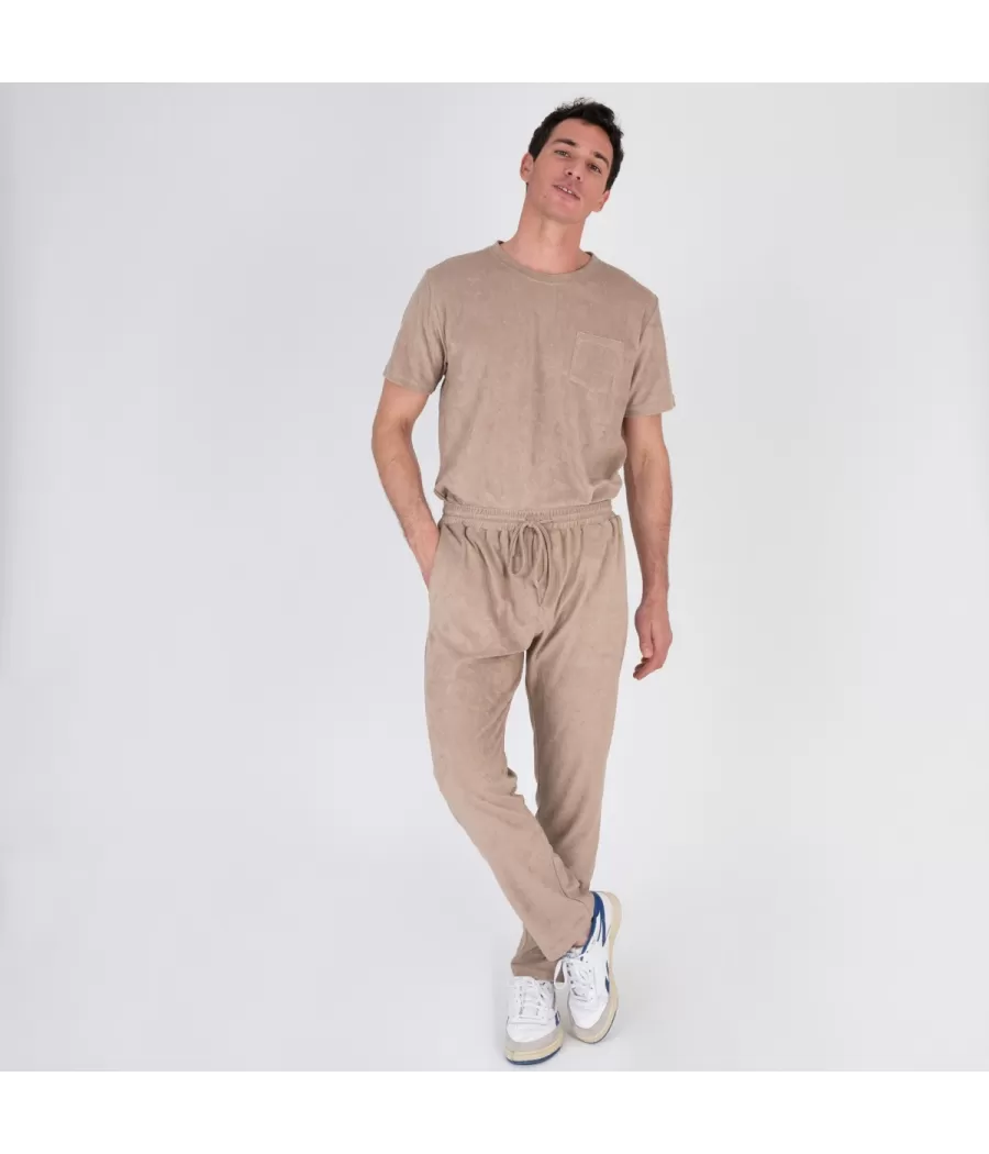 Pantalon homme éponge Terry beige | Kiwi Saint Tropez