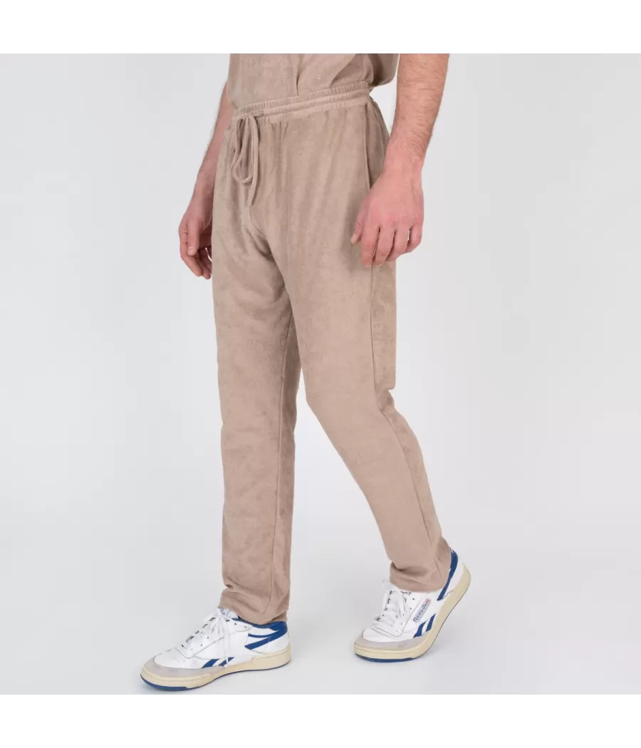 Pantalon homme éponge Terry beige | Kiwi Saint Tropez