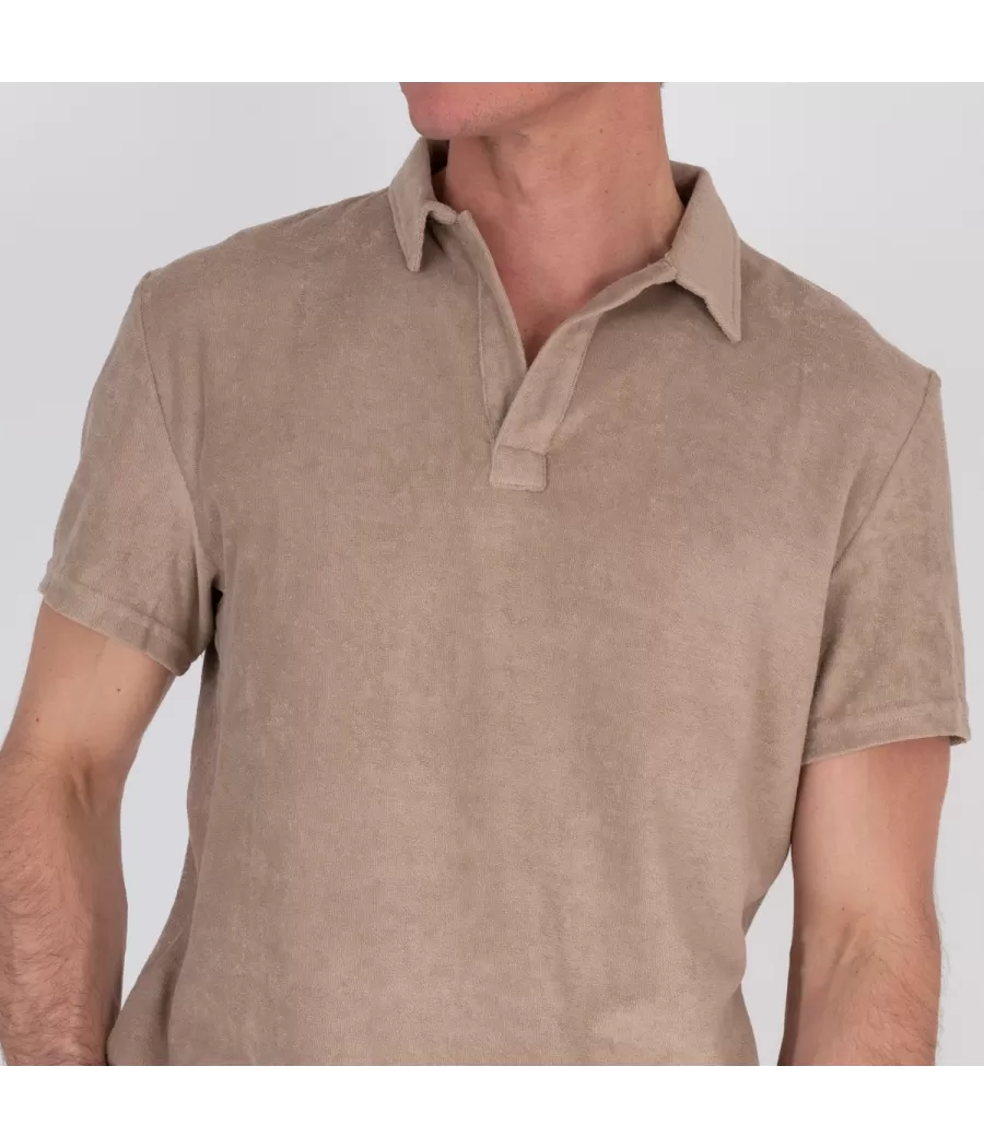 Polo homme éponge Terry beige - Polos homme | Kiwi Saint Tropez