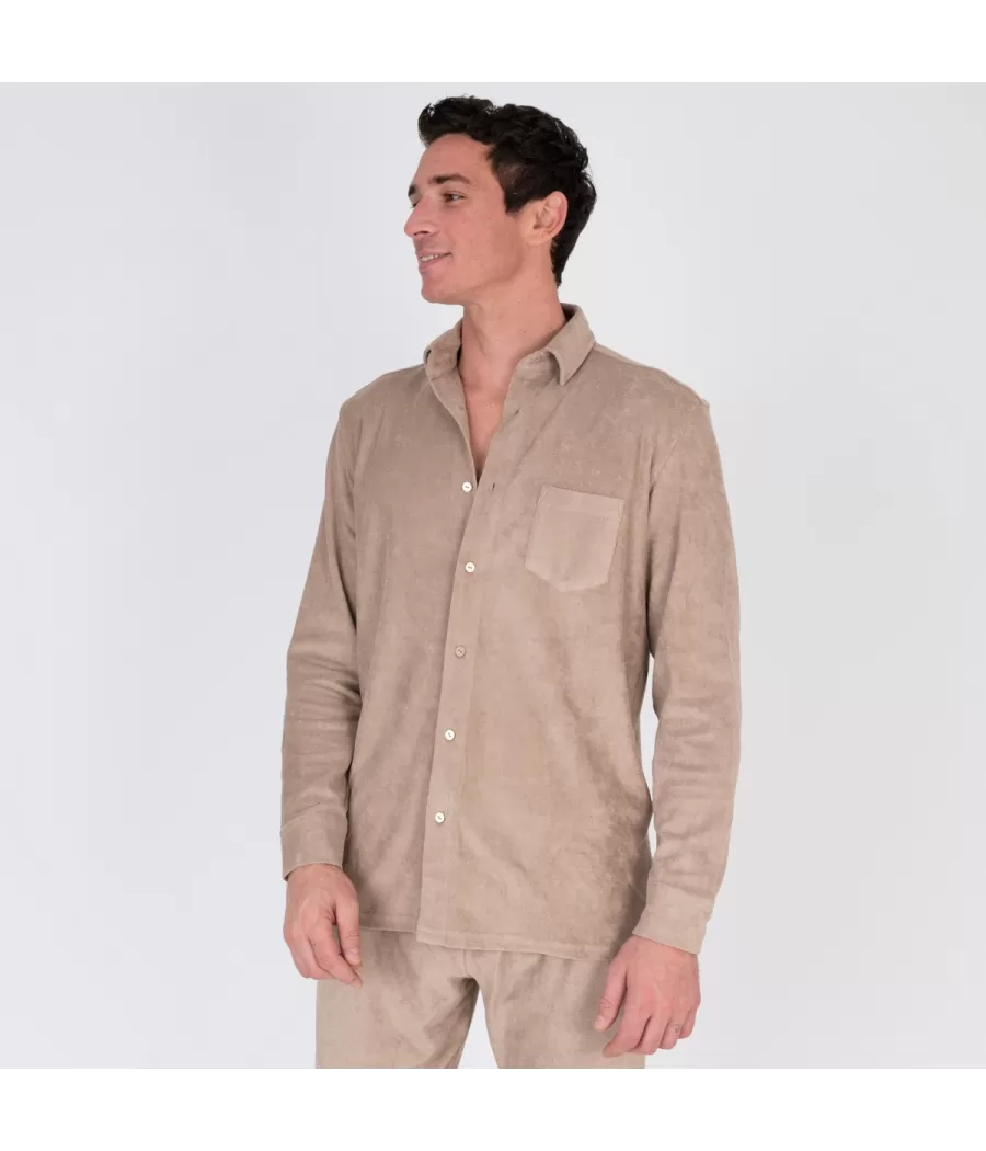 Chemise homme éponge Terry beige - Shirts | Kiwi Saint Tropez