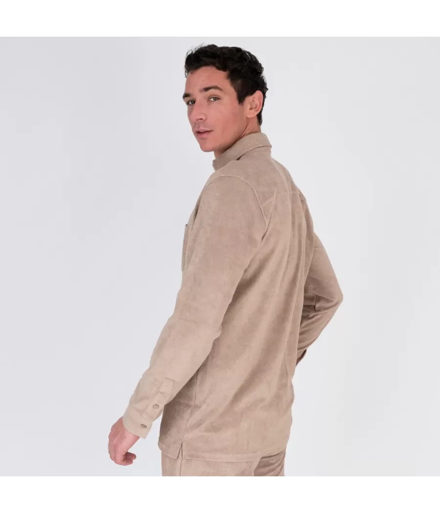 Chemise homme éponge Terry beige | Kiwi Saint Tropez