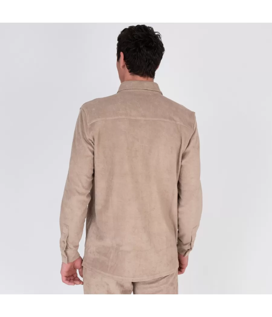 Chemise homme éponge Terry beige | Kiwi Saint Tropez