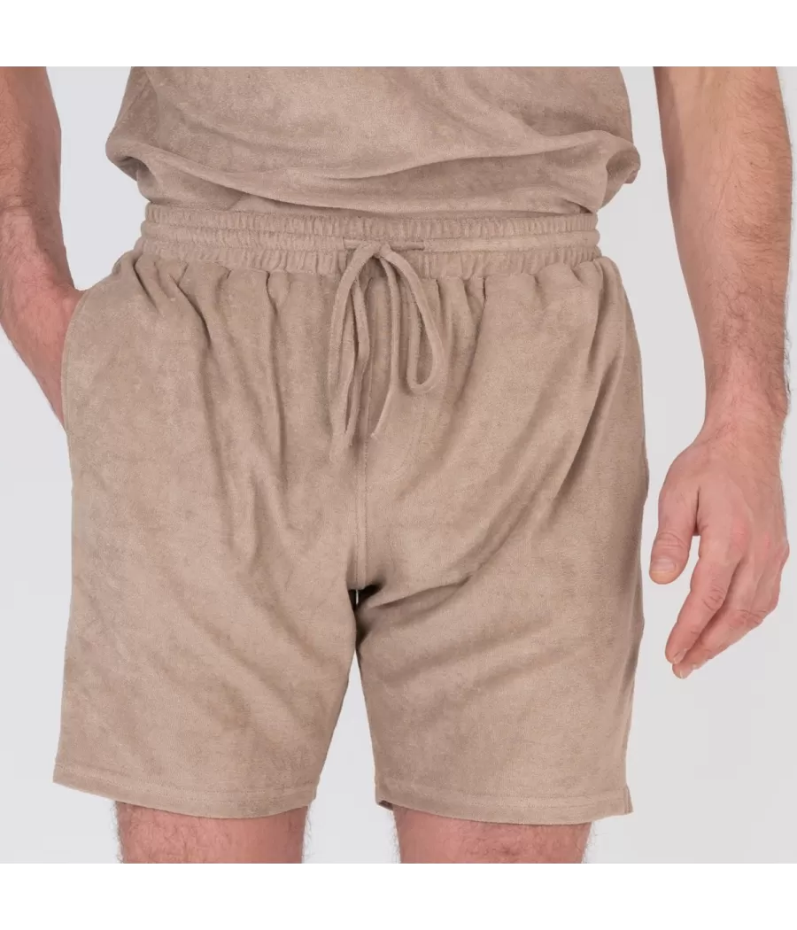 Bermuda homme éponge Terry beige - Shorts men  | Kiwi Saint Tropez