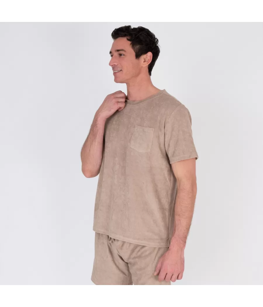 T-shirt homme éponge Terry beige | Kiwi Saint Tropez