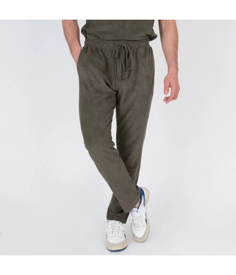 Pantalon homme éponge Terry kaki - Pantalons | Kiwi Saint Tropez