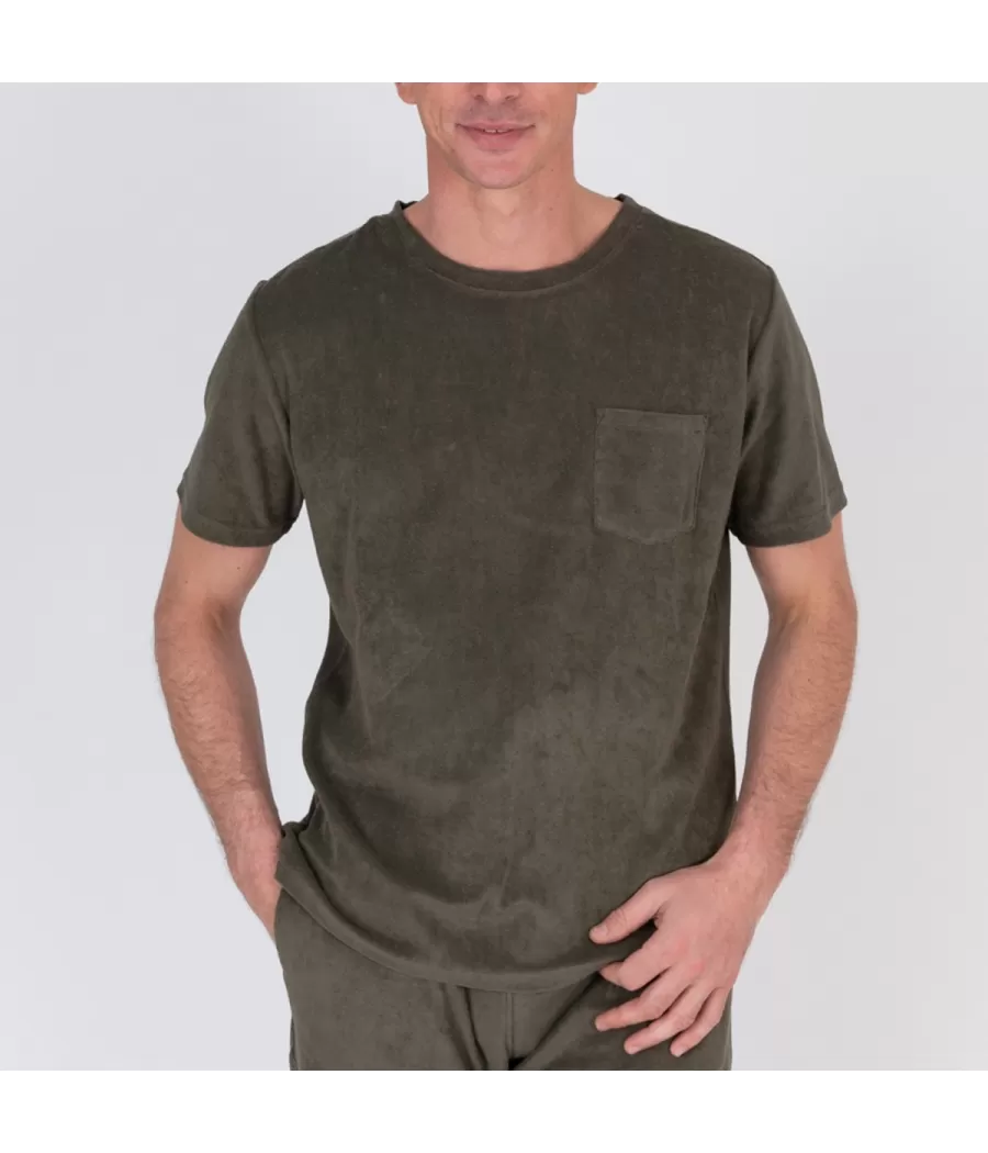 T-shirt homme éponge Terry kaki | Kiwi Saint Tropez