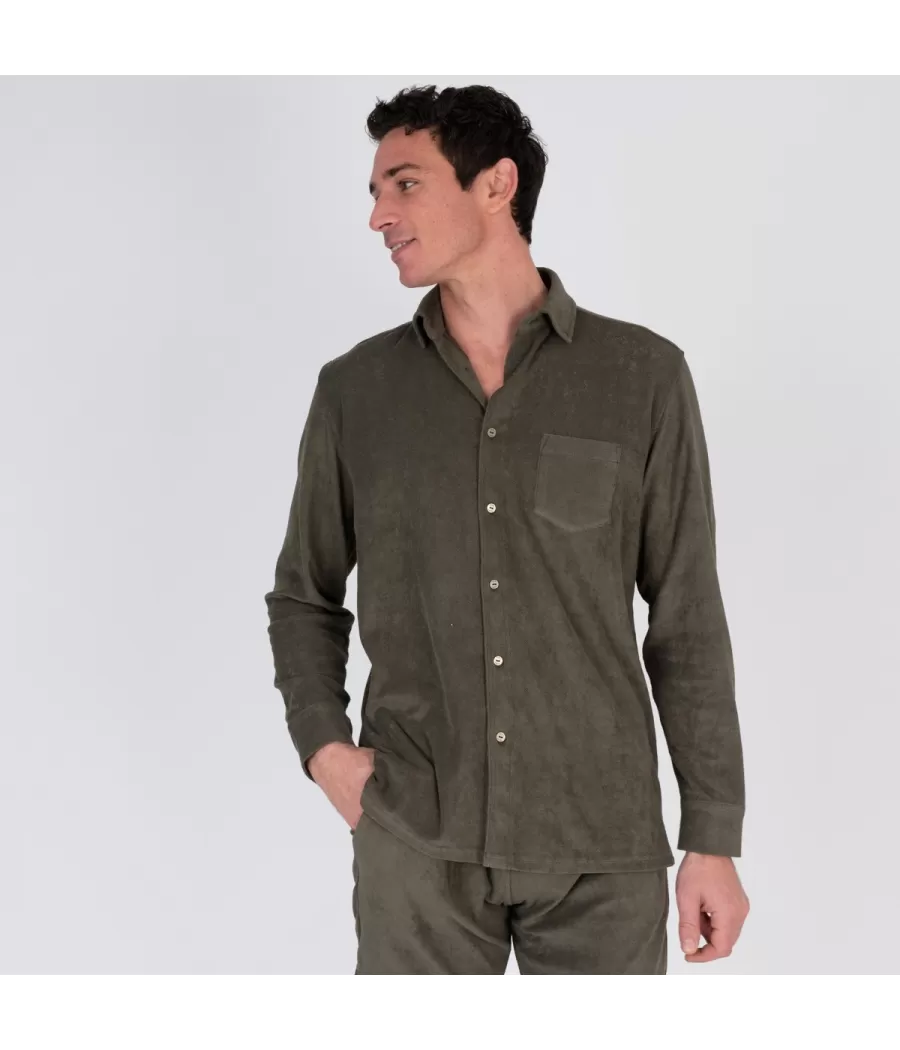 Chemise homme éponge Terry kaki