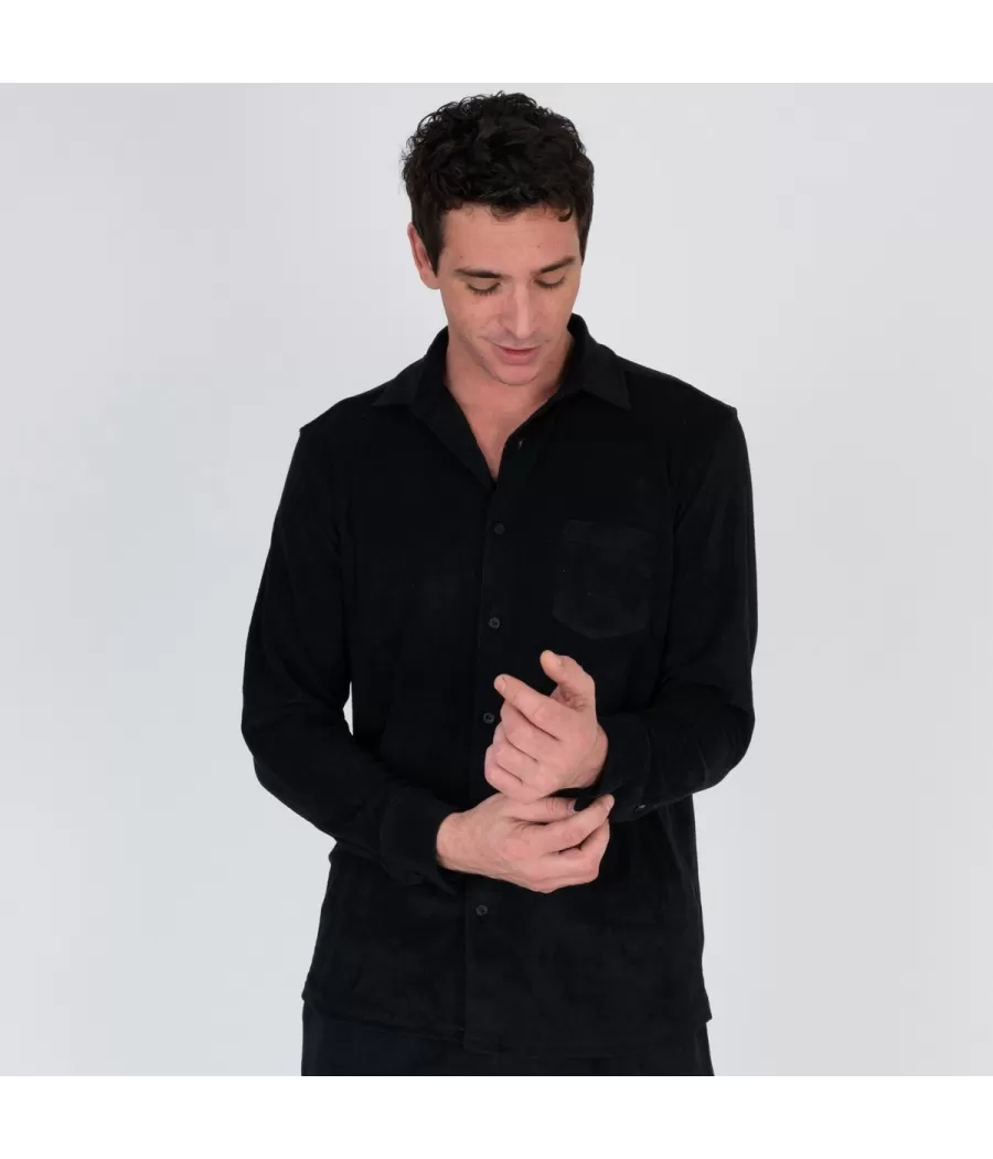 Chemise homme éponge Terry noir