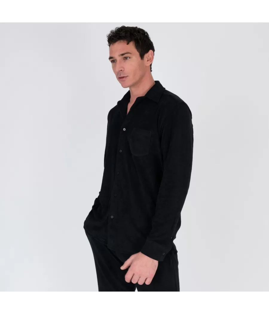 Chemise homme éponge Terry noir | Kiwi Saint Tropez