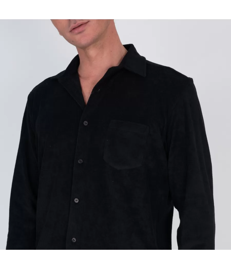 Chemise homme éponge Terry noir | Kiwi Saint Tropez