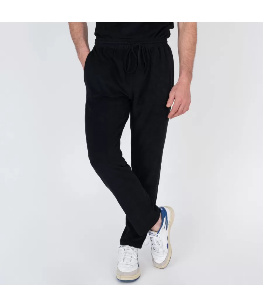 Pantalon homme éponge Terry noir - Pantalons | Kiwi Saint Tropez