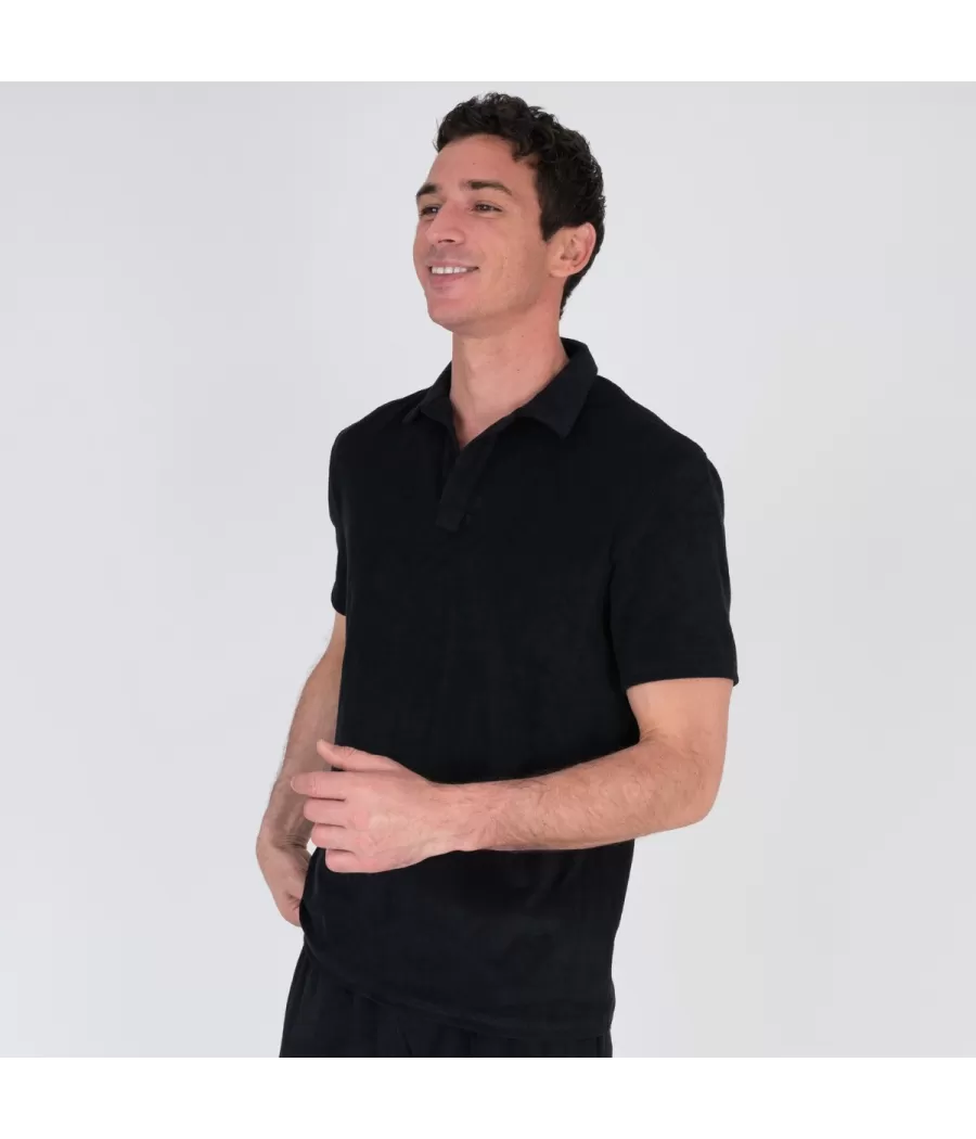 Polo homme éponge Terry noir - Polos men  | Kiwi Saint Tropez