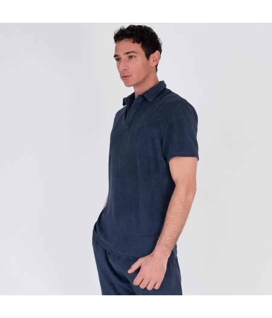 Polo homme éponge Terry marine | Kiwi Saint Tropez