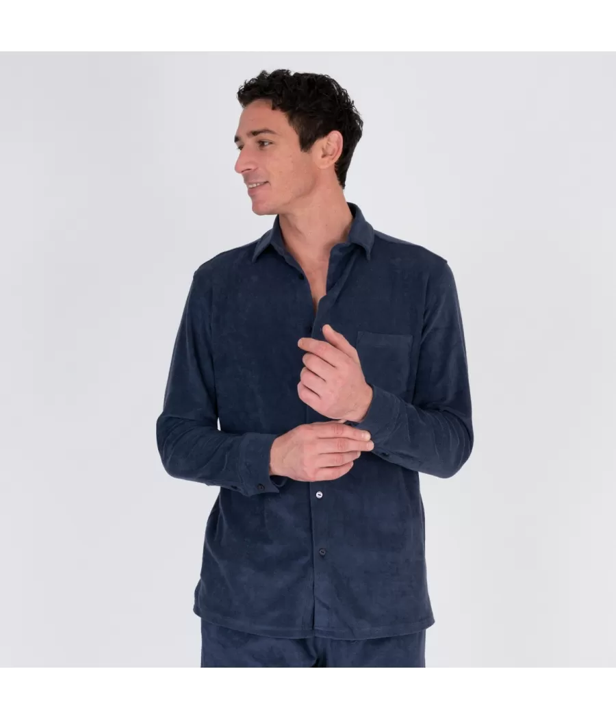 Chemise homme éponge Terry marine