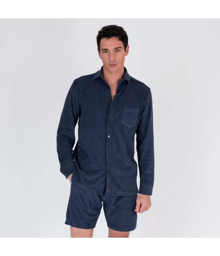 Chemise homme éponge Terry marine | Kiwi Saint Tropez