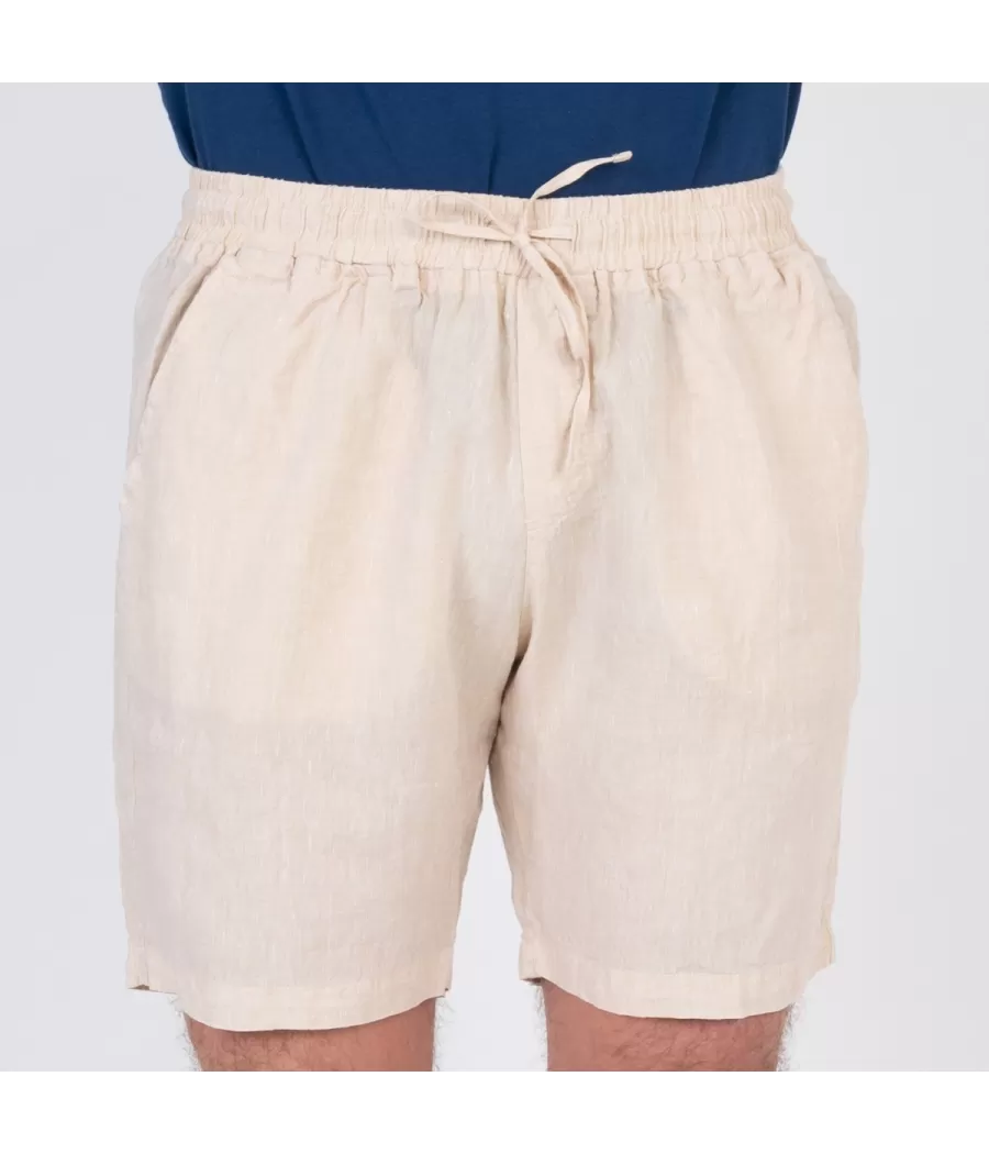 Herenshort van natuurlijk linnen uit Laos - Bermudas homme | Kiwi Saint Tropez