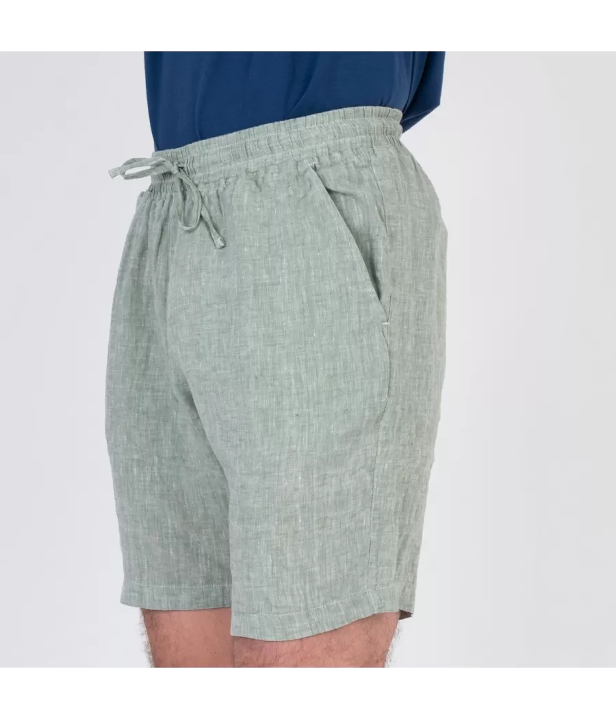 Linnen herenshort Laos kaki - Bermudas homme | Kiwi Saint Tropez