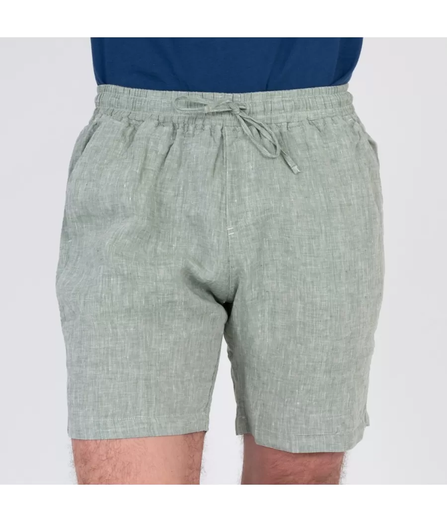 Short homme lin Laos kaki - Bermudas homme | Kiwi Saint Tropez