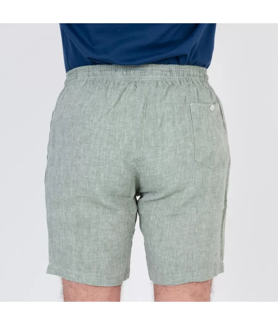 Short homme lin Laos kaki | Kiwi Saint Tropez