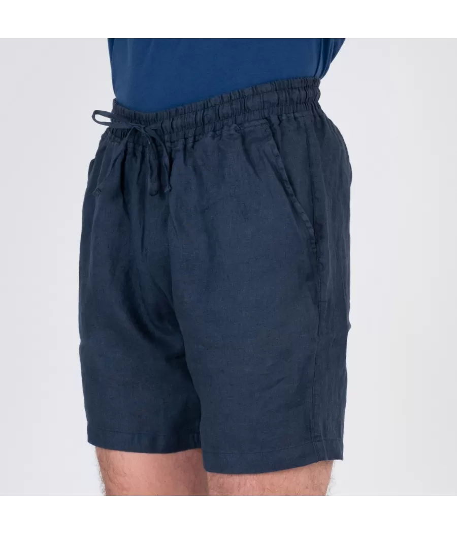 Linnen herenshort Laos marine - Bermudas homme | Kiwi Saint Tropez