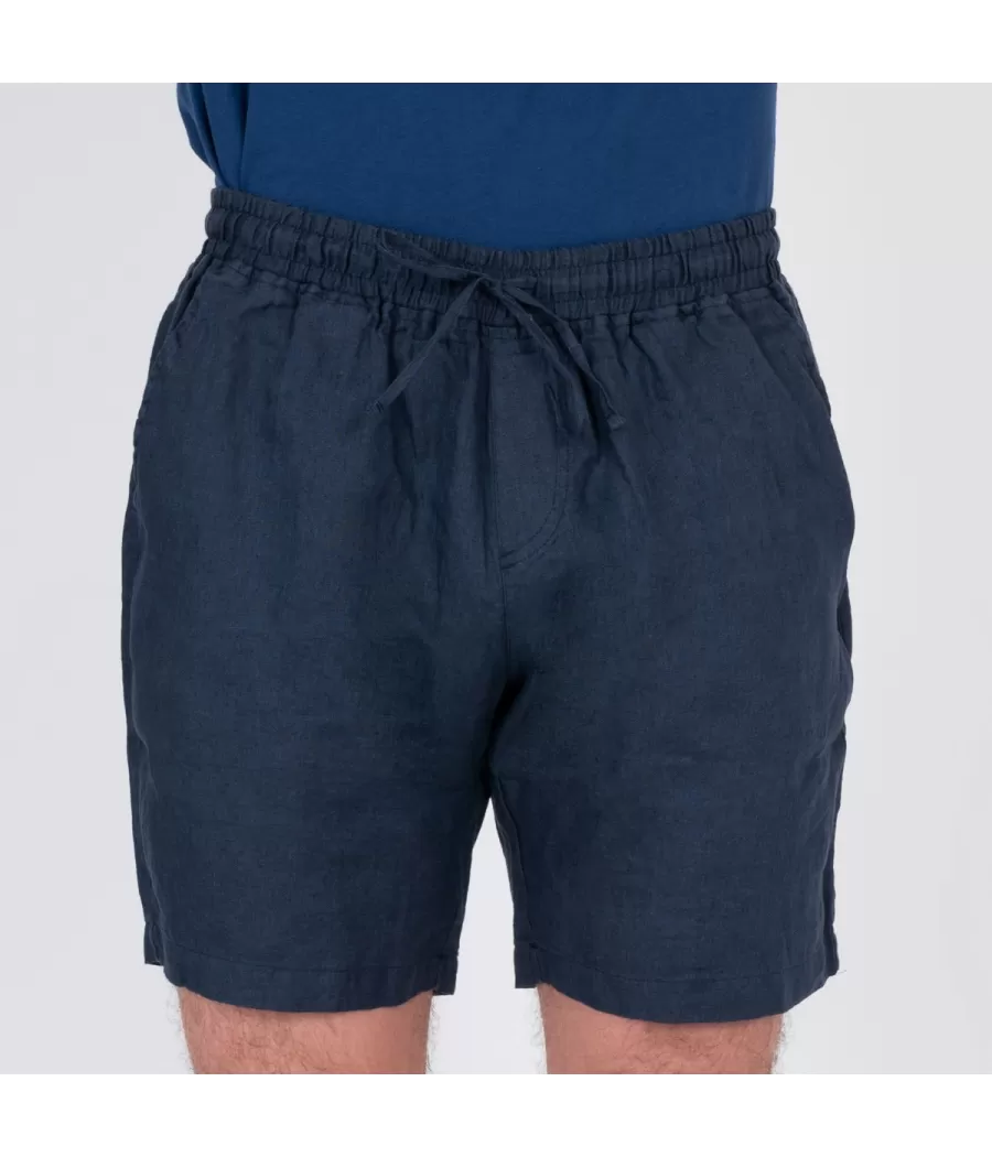 Short homme lin Laos marine | Kiwi Saint Tropez