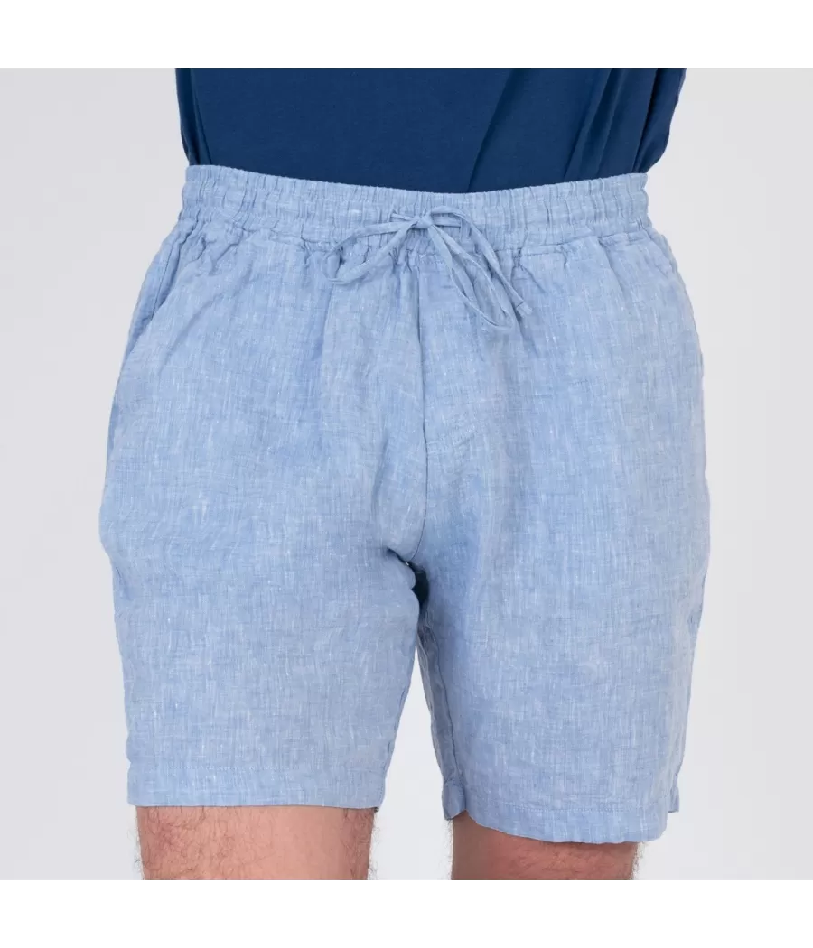 Linnen herenshort Laos blauw - Bermudas homme | Kiwi Saint Tropez