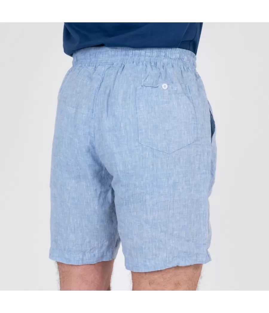 Short homme lin Laos bleu - Bermudas homme | Kiwi Saint Tropez