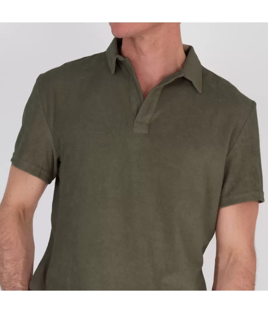 Polo homme éponge Terry kaki - Polos men  | Kiwi Saint Tropez