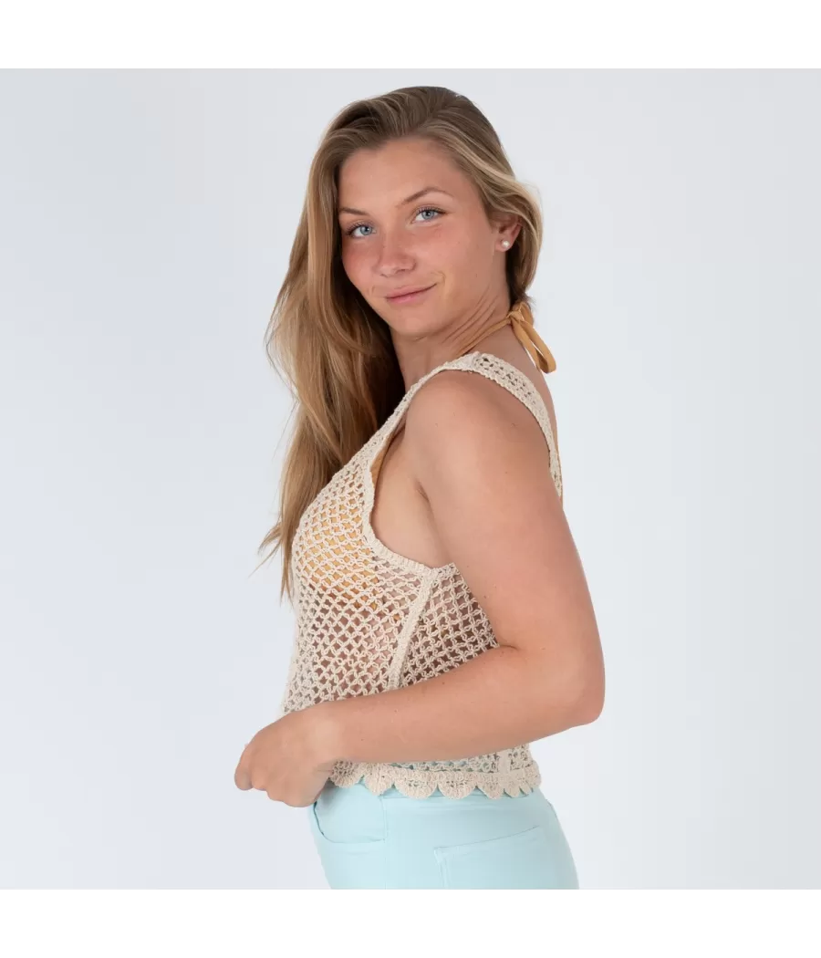 Top femme crochet rosa beige | Kiwi Saint Tropez