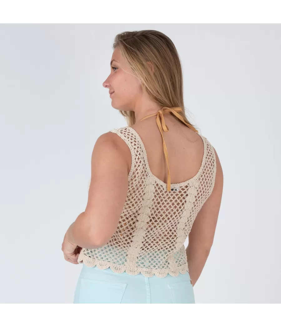 Top femme crochet rosa beige | Kiwi Saint Tropez