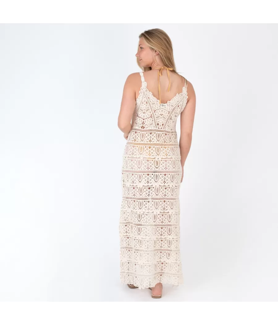 Robe femme crochet rosa modèle C beige | Kiwi Saint Tropez