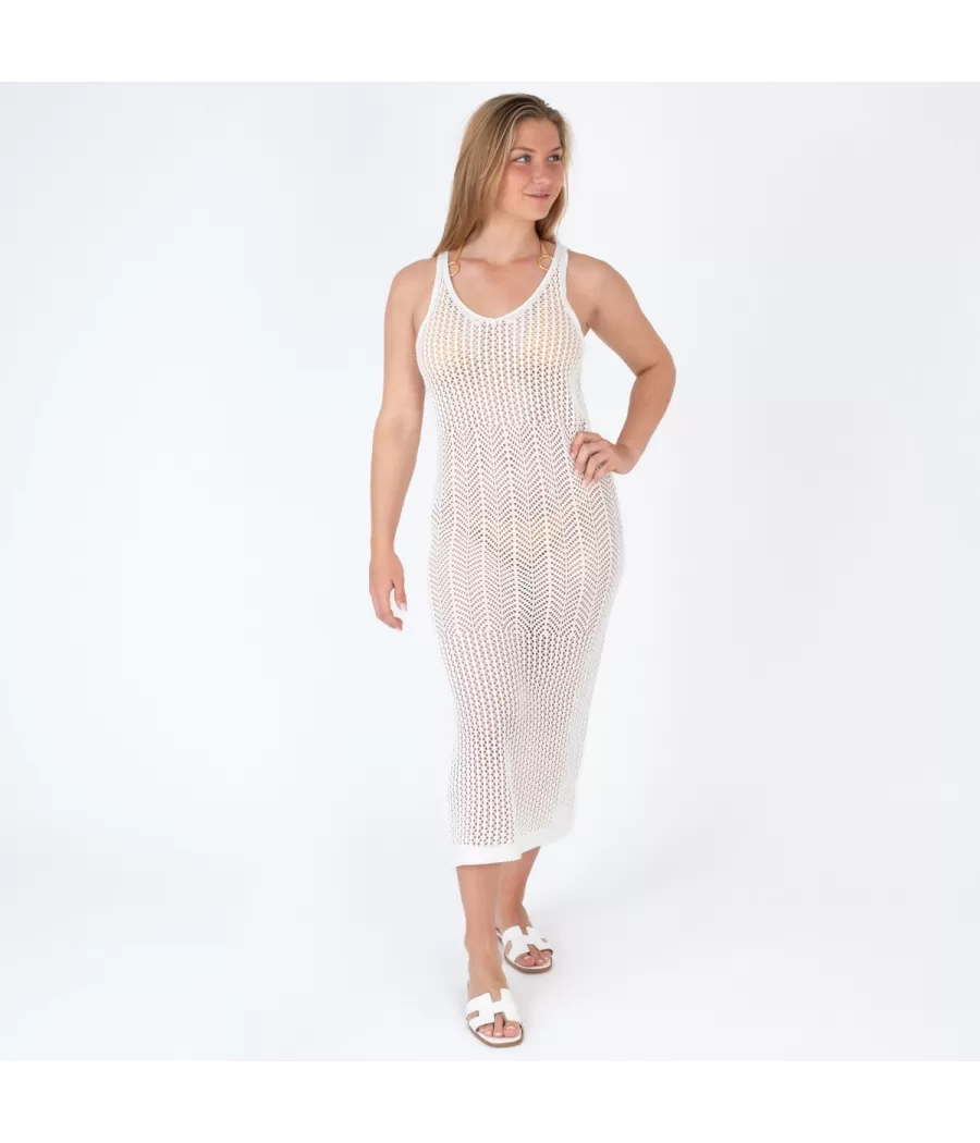 Robe femme crochet rosa modèle H blanc | Kiwi Saint Tropez