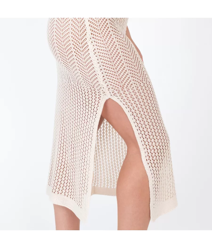 Robe femme crochet rosa modèle H beige | Kiwi Saint Tropez