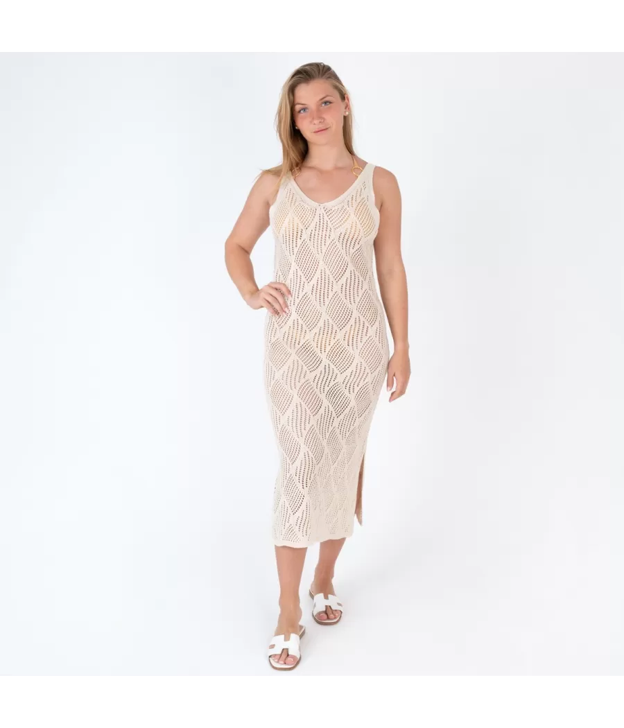 Robe femme crochet rosa modèle F beige