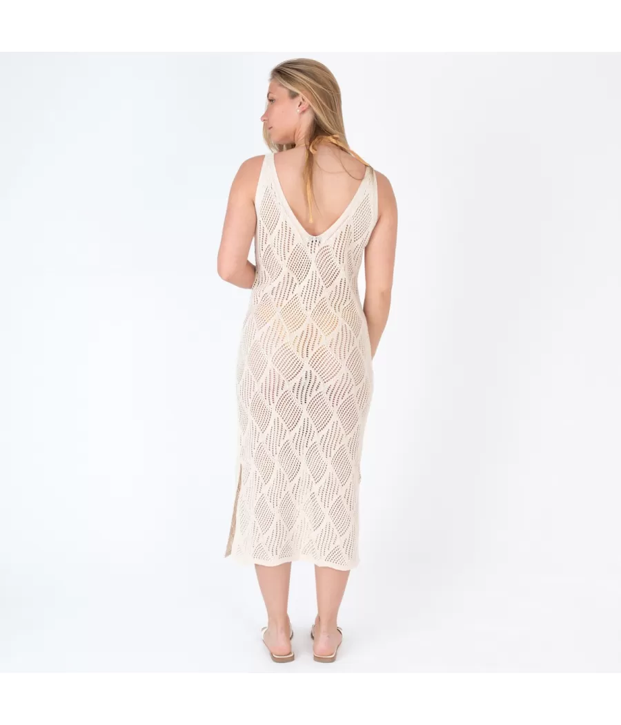 Robe femme crochet rosa modèle F beige | Kiwi Saint Tropez