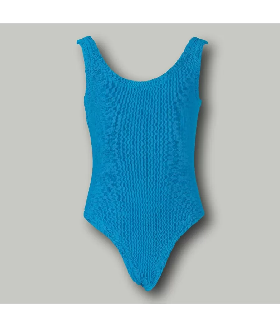 Maillot 1 pièce fille basique odelia wavy bleu | Kiwi Saint Tropez