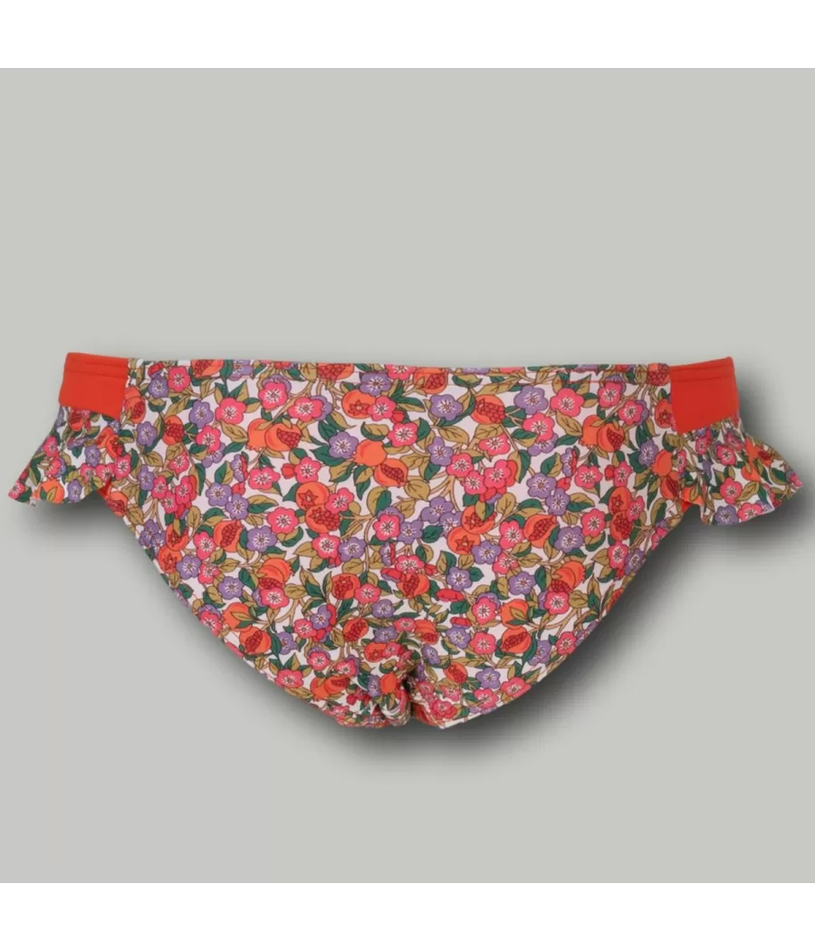 Monokini fille volant liberty orange | Kiwi Saint Tropez