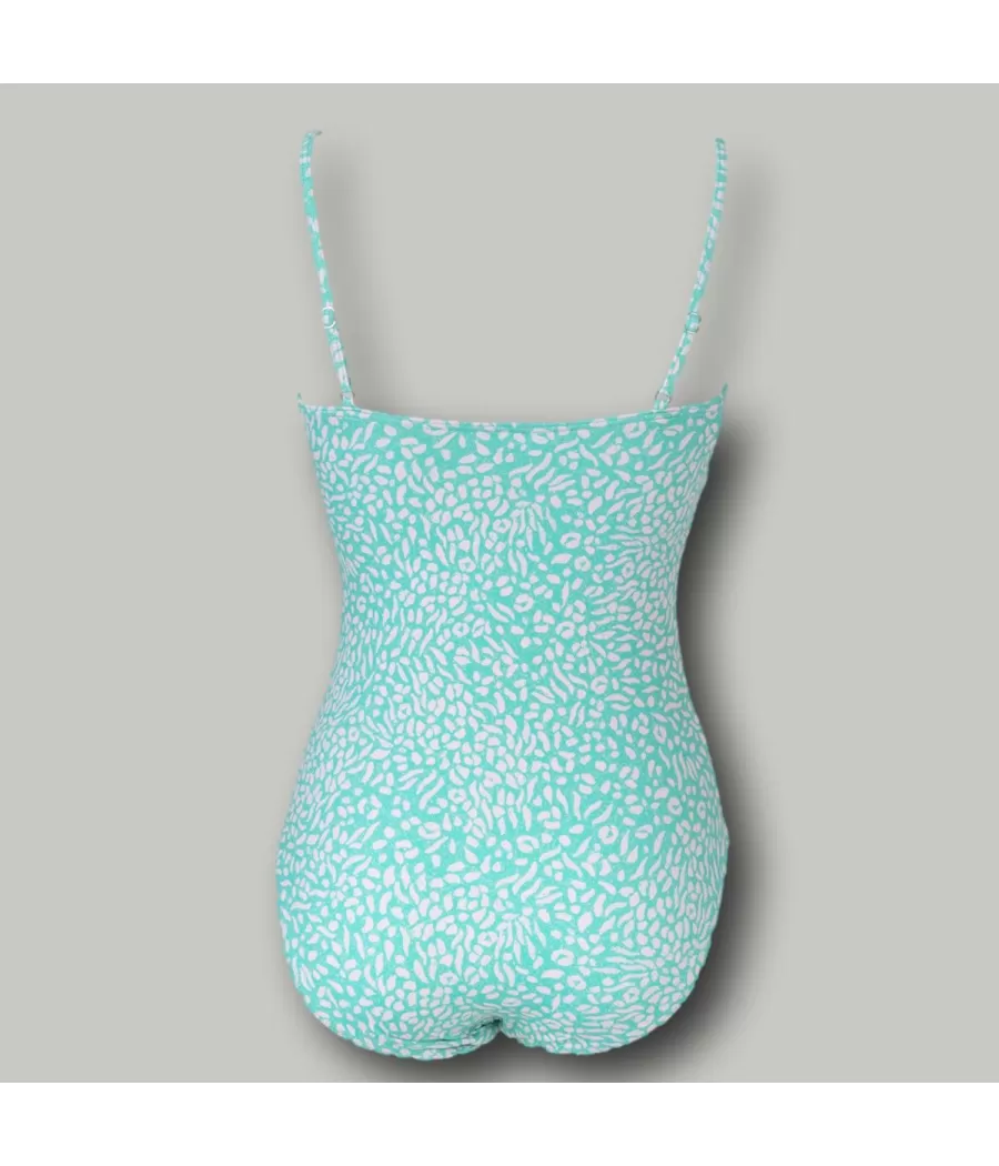 Maillot 1 pièce fille noeud félin menthe - One piece swimwear girl | Kiwi Saint Tropez