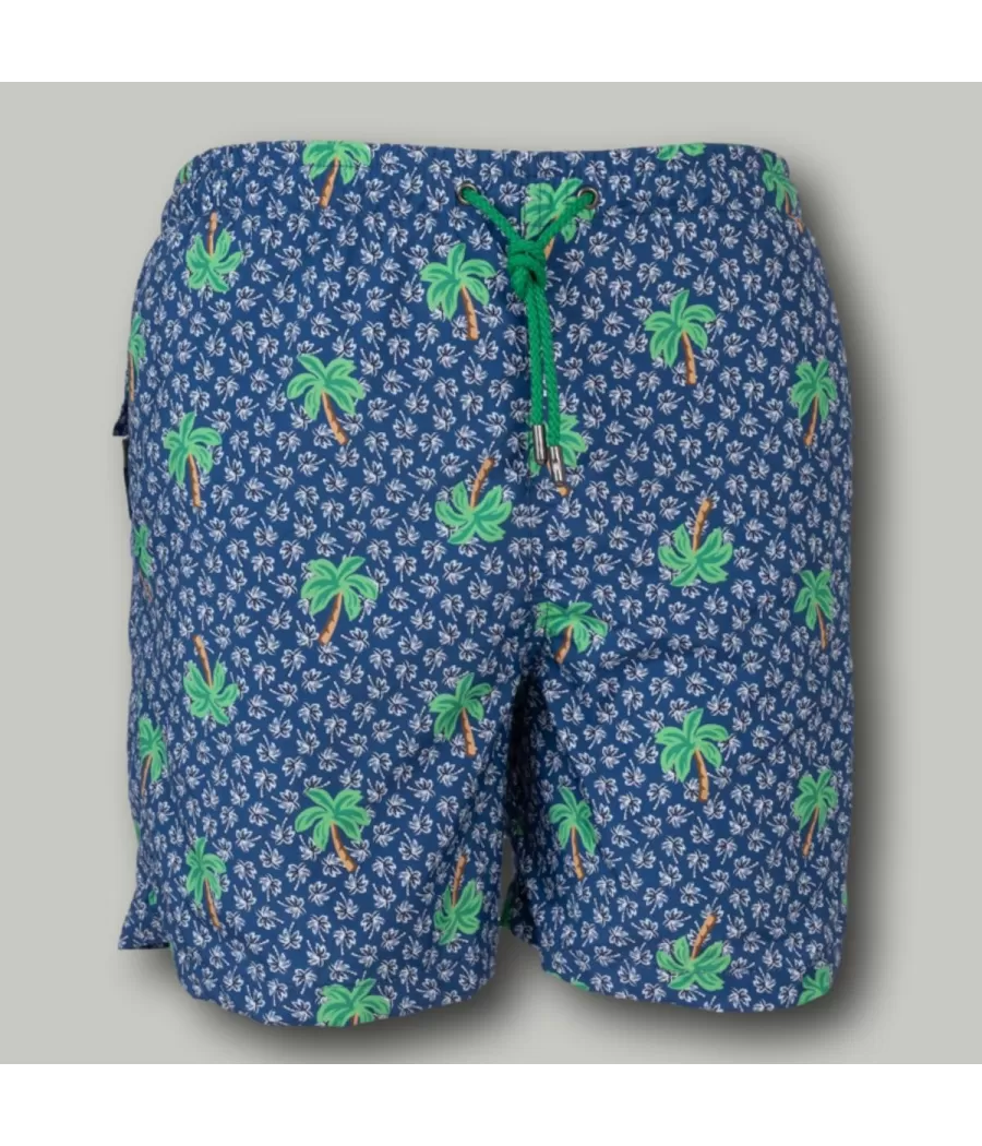 Blauw palmzwempak voor jongens - Boxers imprimés garçon | Kiwi Saint Tropez