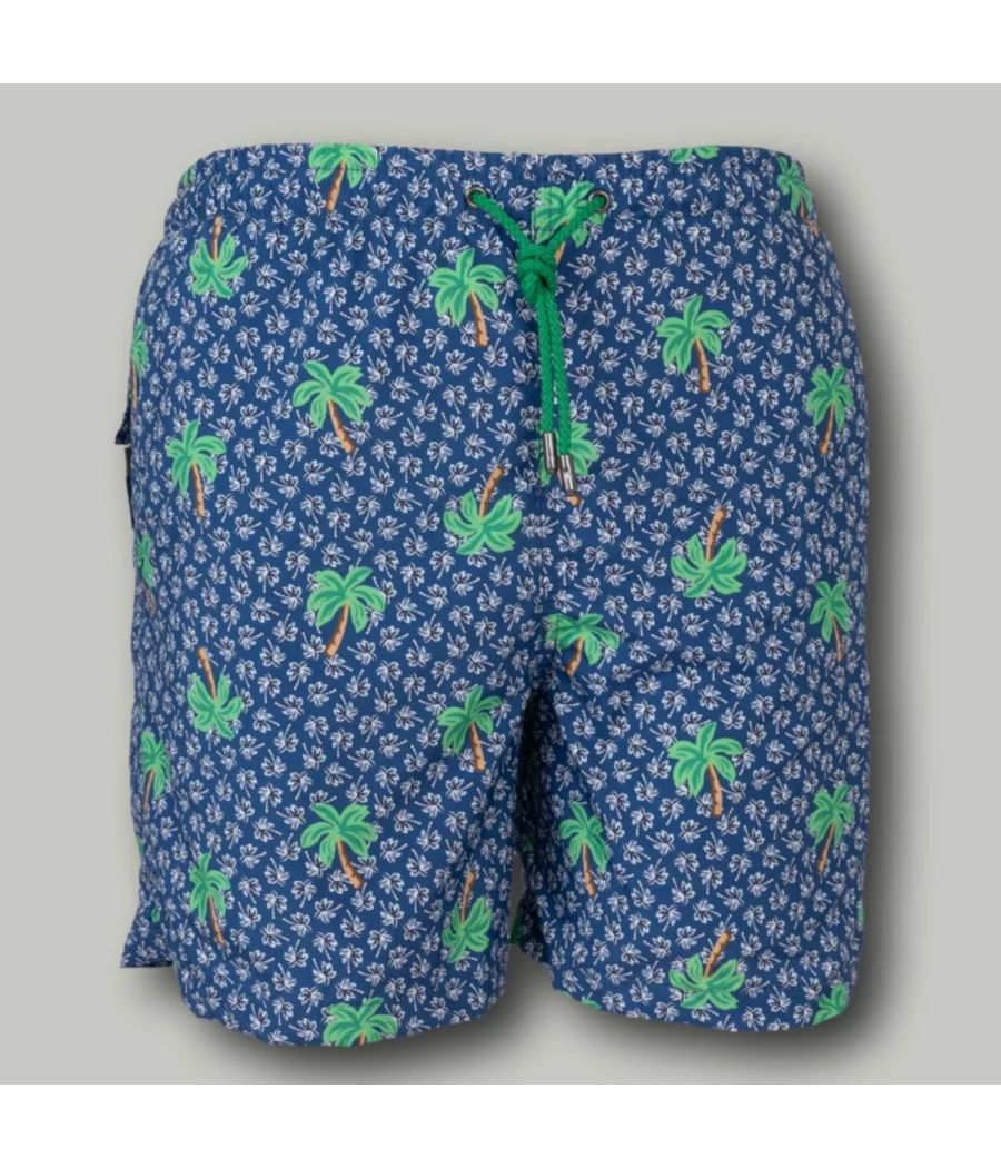 Maillot de bain garçon palmier bleu - Boxers imprimés garçon | Kiwi Saint Tropez