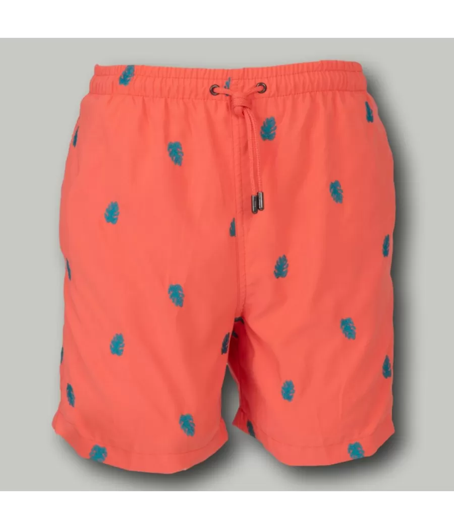 Maillot de bain garçon palma corail - Boxers imprimés garçon | Kiwi Saint Tropez