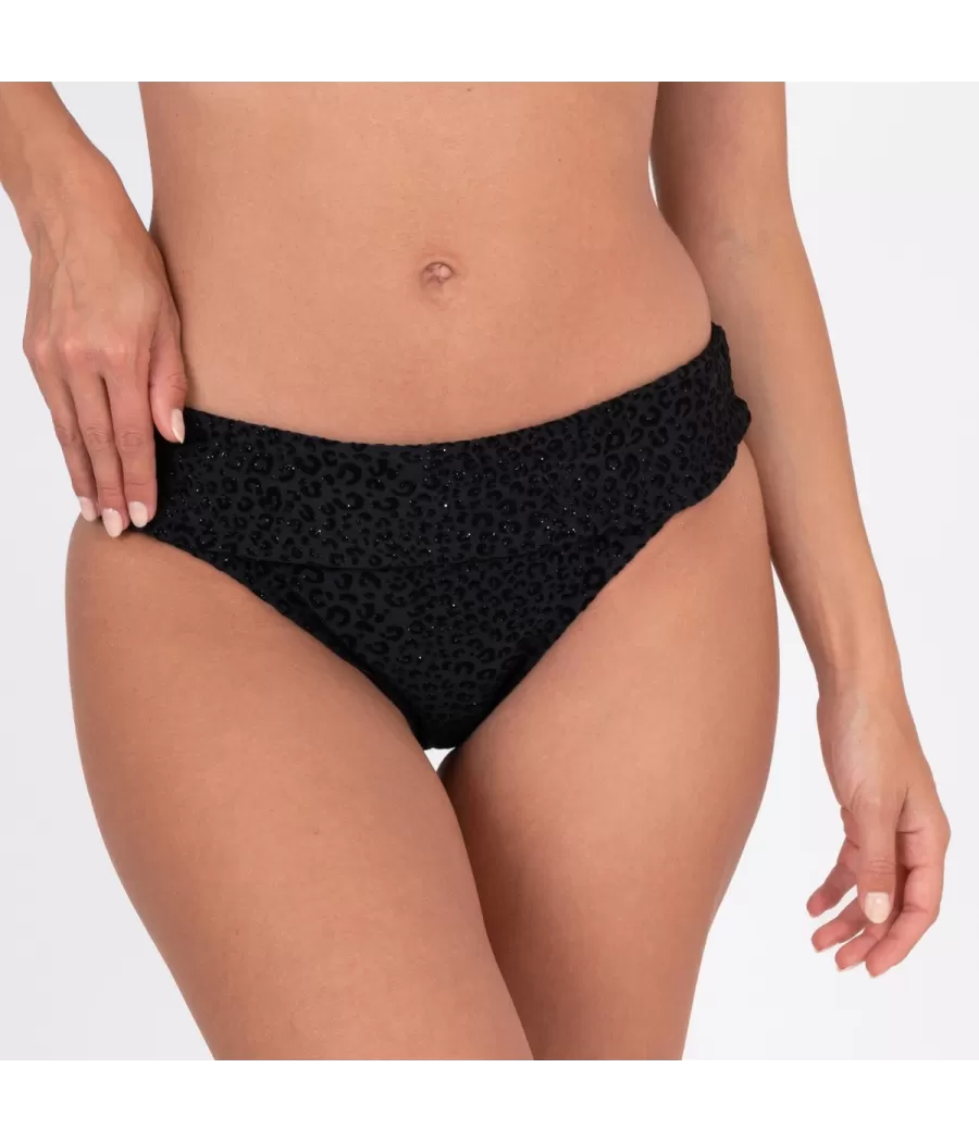 Culotte de maillot femme revers panthère noir | Kiwi Saint Tropez