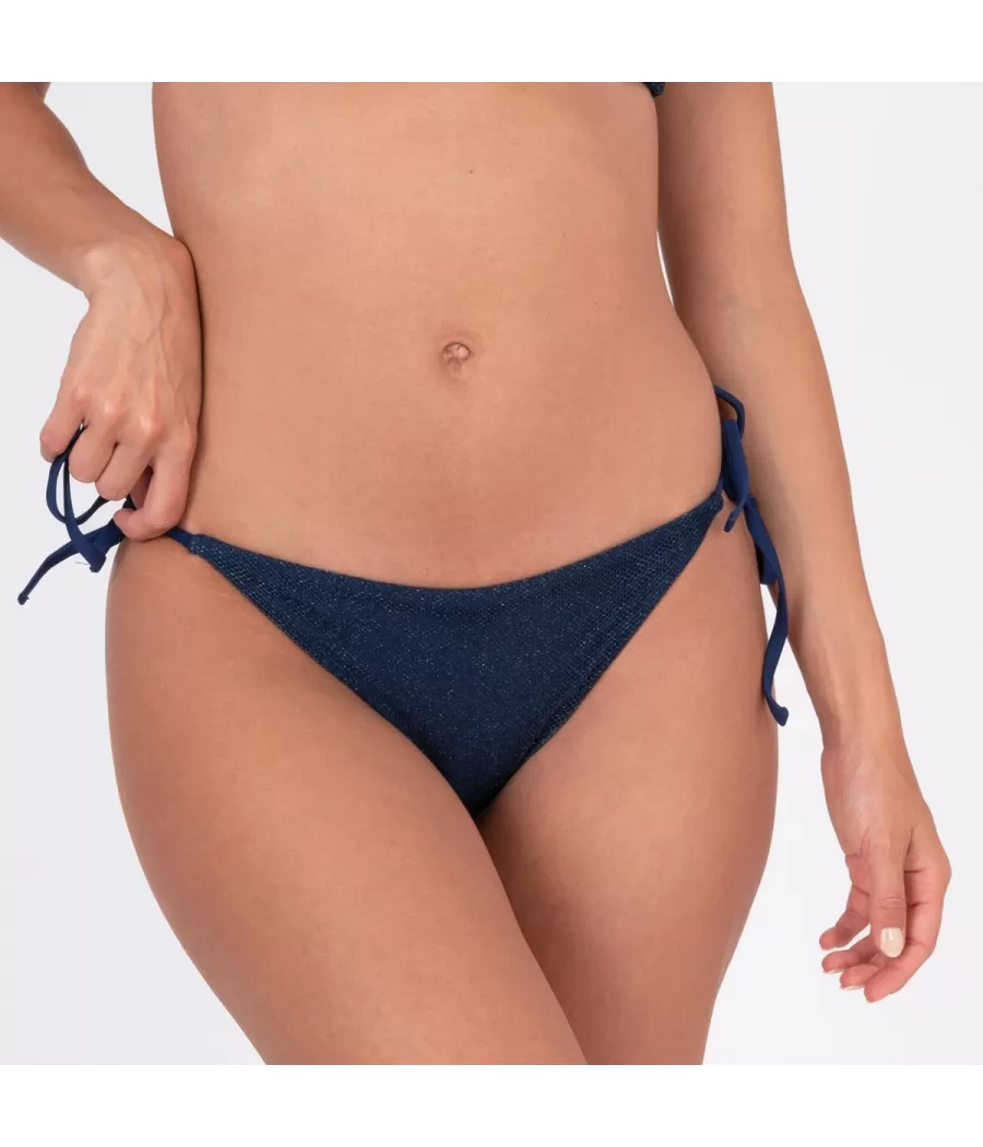 Culotte de maillot femme nouée fishnet navy | Kiwi Saint Tropez