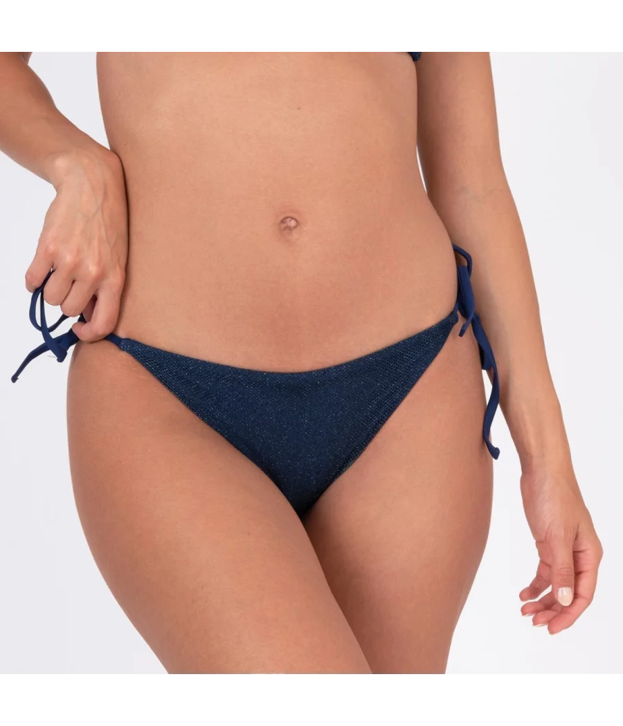 Culotte de maillot femme nouée fishnet navy - Maillots séparables unis | Kiwi Saint Tropez